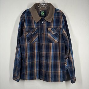 Hippy Tree Jacket Men Sz M Brown Button Up Flannel Shacket Nomad Hike Workwear